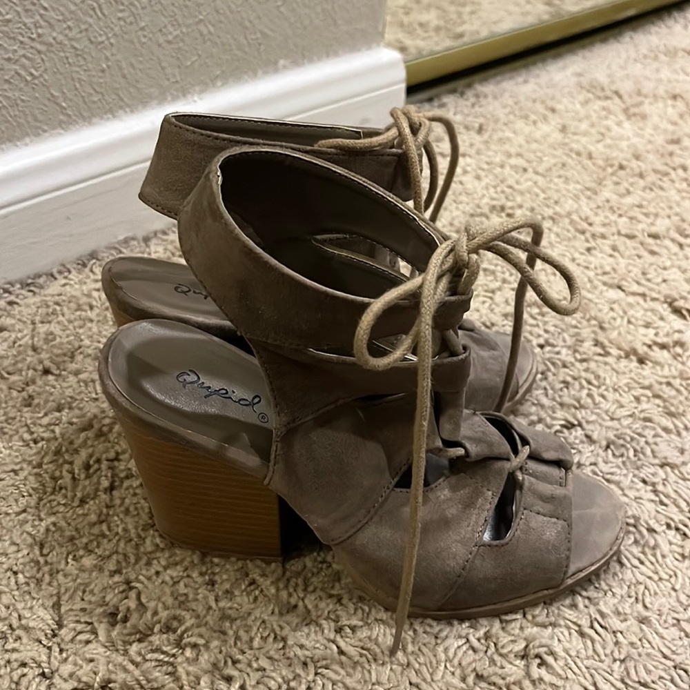 Qupid lace up heels